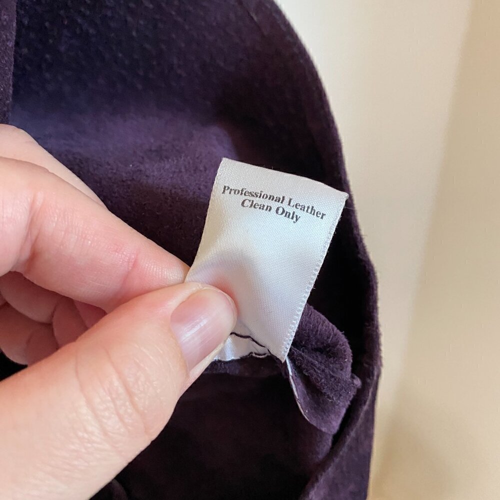 Coldwater Creek Eggplant Purple Genuine Suede Leather Jacket Medium - Picture 6 of 7